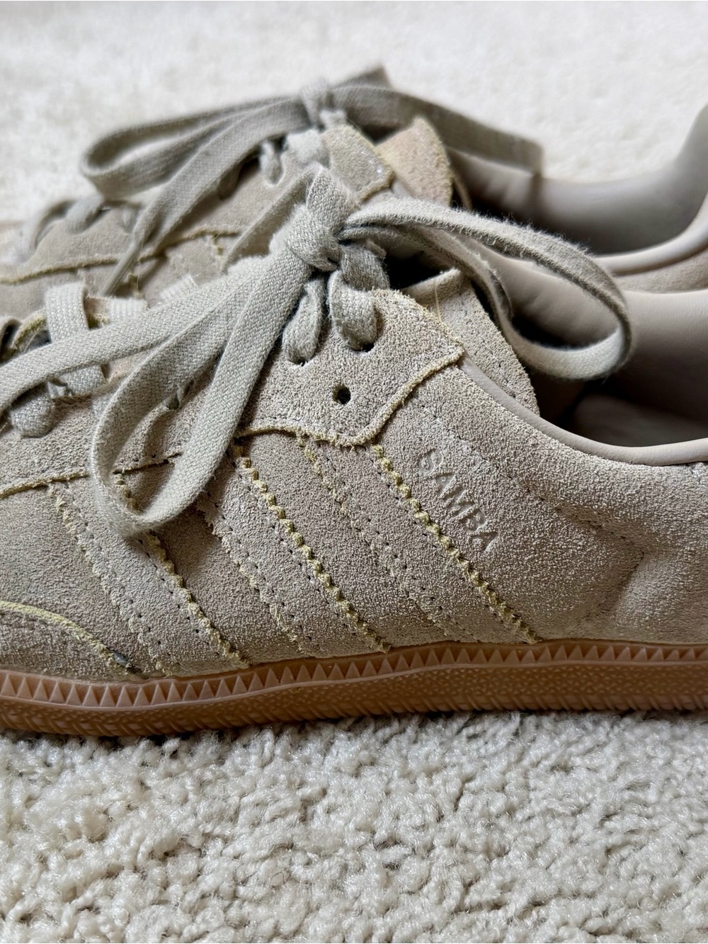 adidas Women’s Gazelle Suede Sneakers — Beige with Gum Sole